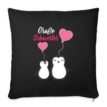 Große Schwester Pinguine Geschwister Regenbogen - Sofakissenbezug 45 x 45 cm - Schwarz - Vorne