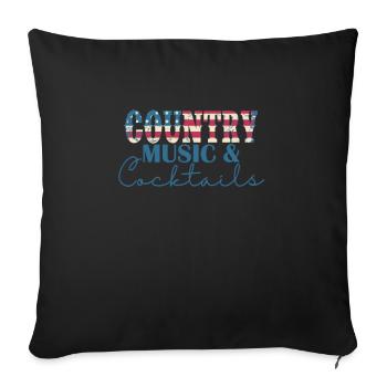 Country Music and Cocktails USA Amerika - Sofakissenbezug 45 x 45 cm - Schwarz - Vorne