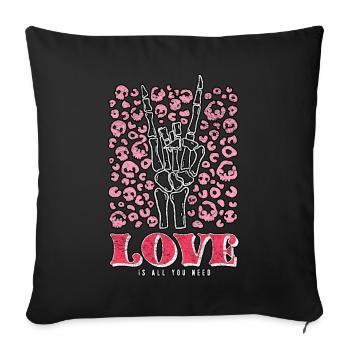 Love Is All You Need Skeleton Valentine's Day - Sofa pillowcase 17,3'' x 17,3'' (45 x 45 cm) - black - Front