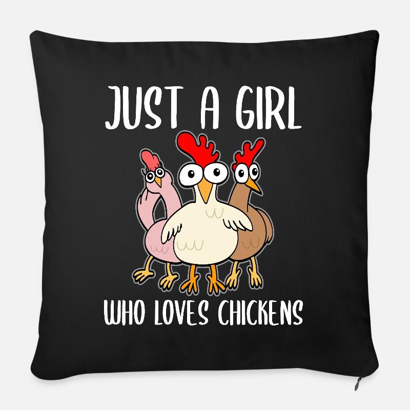 Drôles de poulets Amateurs de poulet disant cadeau - Housse de coussin décorative 45 x 45 cm - noir
