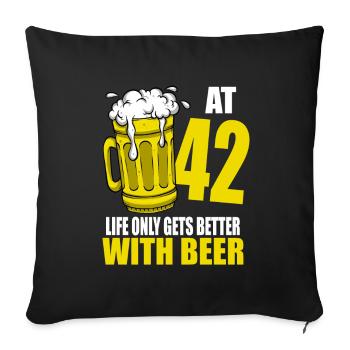 Men Beer Birthday Funny 42 Year Old Beer Lover - Sofa pillowcase 17,3'' x 17,3'' (45 x 45 cm) - black - Front