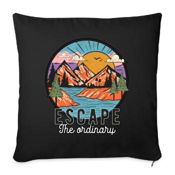 Escape The Ordinary Hiking Mountains Camping - Sofa pillowcase 17,3'' x 17,3'' (45 x 45 cm) - black - Front
