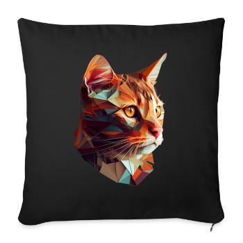 Katze Katzen Kätzchen Polygon Katze - Sofakissenbezug 45 x 45 cm - Schwarz - Vorne