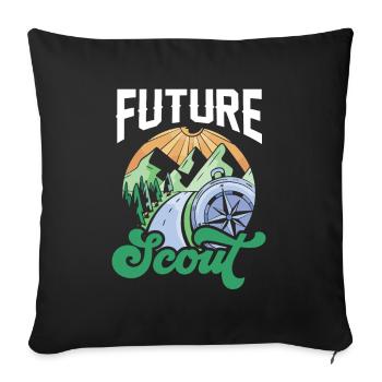 Un futur scout scout trouve un clan de camp de tentes - Housse de coussin décorative 45 x 45 cm - noir - Devant