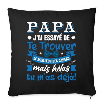 Papa Humour Fête De Père - Housse de coussin décorative 45 x 45 cm - noir - Devant