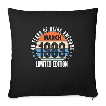 Mars 1983 40e anniversaire cadeau de 40 ans - Housse de coussin décorative 45 x 45 cm - noir - Devant