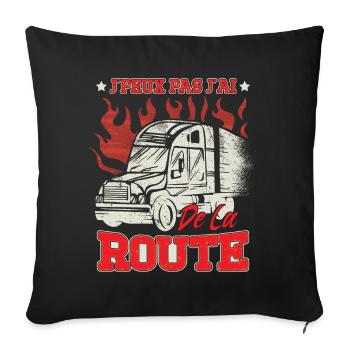 Routier Poids Lourd Chauffeur Conducteur - Housse de coussin décorative 45 x 45 cm - noir - Devant