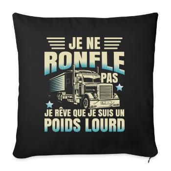 Camionneur Poids Lourd Humour Camion - Housse de coussin décorative 45 x 45 cm - noir - Devant