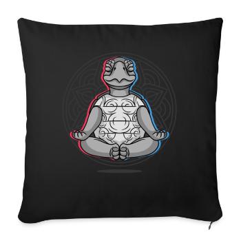 Yoga Tortue Tortues Yoga - Housse de coussin décorative 45 x 45 cm - noir - Devant