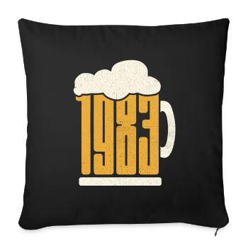 Buveur de bière 40e anniversaire 40 ans né en 1983 - Housse de coussin décorative 45 x 45 cm - noir - Devant