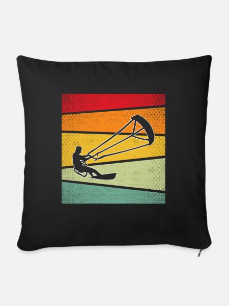 kite surfen retro - Sofakissenbezug 45 x 45 cm - Schwarz