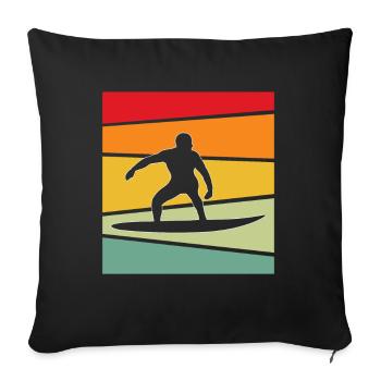 Surfing Retro - Sofa pillowcase 17,3'' x 17,3'' (45 x 45 cm) - black - Front