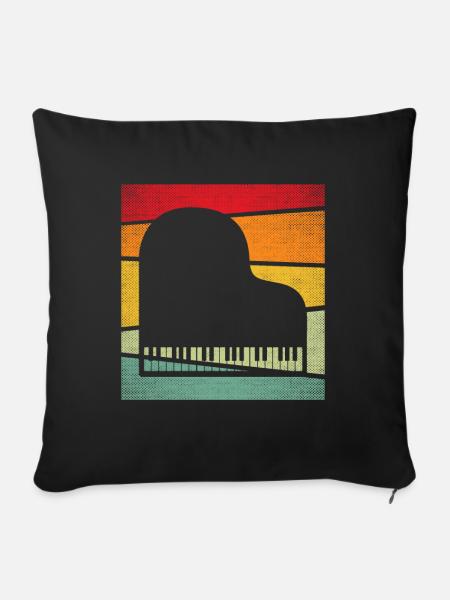 Klavier Retro - Sofakissenbezug 45 x 45 cm - Schwarz
