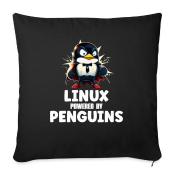Linux Powered By Penguins - Sofakissenbezug 45 x 45 cm - Schwarz - Vorne