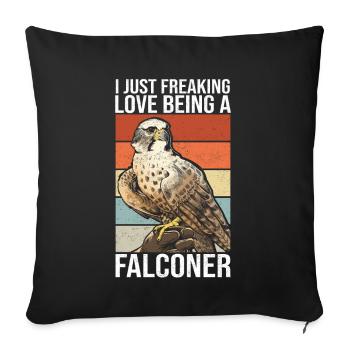 Fauconnerie Fauconnerie Décapage Cadeau de chasse au faucon - Housse de coussin décorative 45 x 45 cm - noir - Devant