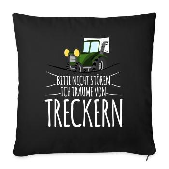 Traktor Schlafen Müde Träumen Trecker - Sofakissenbezug 45 x 45 cm - Schwarz - Vorne
