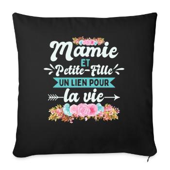 Mamie Et Petite Fille | Fête Des Mères - Housse de coussin décorative 45 x 45 cm - noir - Devant