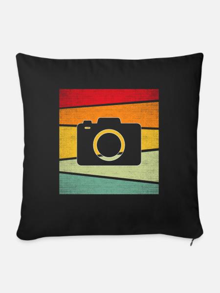 Kamera Retro - Sofakissenbezug 45 x 45 cm - Schwarz