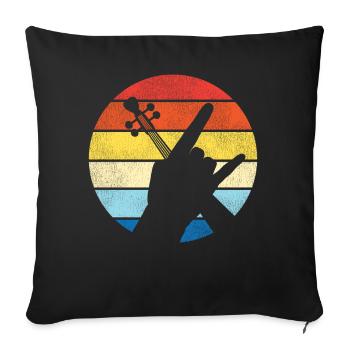 Violin Violinist Retro Vintage - Sofa pillowcase 17,3'' x 17,3'' (45 x 45 cm) - black - Front
