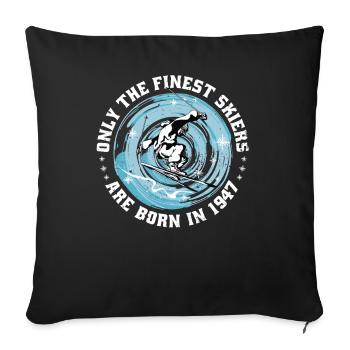 Skieur Skieur né en 1947 Anniversaire Ski - Housse de coussin décorative 45 x 45 cm - noir - Devant