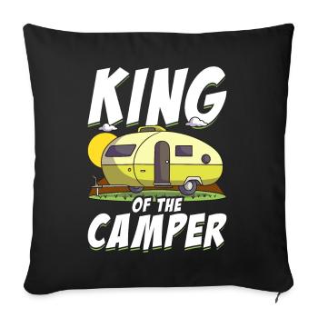 King Of The Camper Funny Camping - Sofa pillowcase 17,3'' x 17,3'' (45 x 45 cm) - black - Front