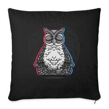 Namaste Owl Mandala Lotus Meditation Owl - Sofa pillowcase 17,3'' x 17,3'' (45 x 45 cm) - black - Front