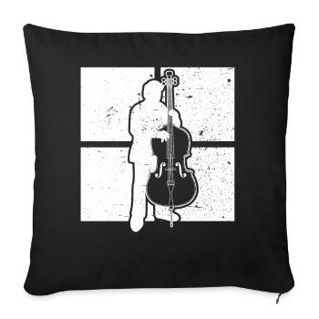 Double bass Double bass player Double bass player - Sofa pillowcase 17,3'' x 17,3'' (45 x 45 cm) - black - Front