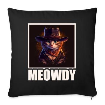 Meowdy Funny cat Meme for Cat Lovers - Sofa pillowcase 17,3'' x 17,3'' (45 x 45 cm) - black - Front