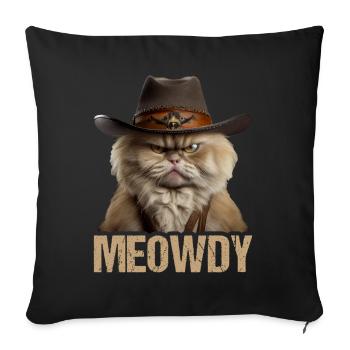 Meowdy Funny cat Meme for Cat Lovers - Sofa pillowcase 17,3'' x 17,3'' (45 x 45 cm) - black - Front