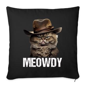Meowdy Funny cat Meme for Cat Lovers - Sofa pillowcase 17,3'' x 17,3'' (45 x 45 cm) - black - Front