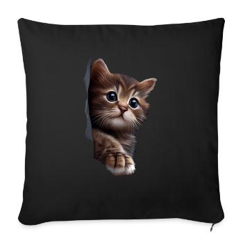 Cat Cute Kitten Cracked Cat Lovers Cats - Sofa pillowcase 17,3'' x 17,3'' (45 x 45 cm) - black - Front