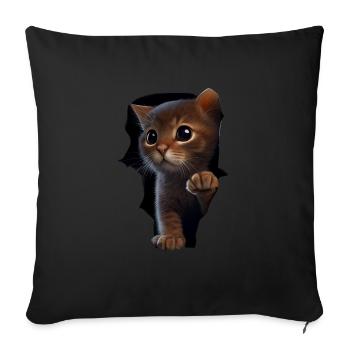 Cat Cute Kitten Cracked Cat Lovers Cats - Sofa pillowcase 17,3'' x 17,3'' (45 x 45 cm) - black - Front
