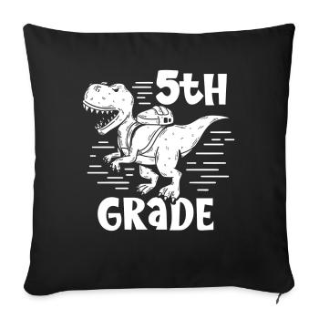 5 classes Dinosaures Cinquième école Cinquième année - Housse de coussin décorative 45 x 45 cm - noir - Devant