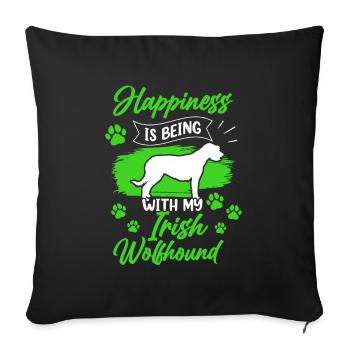 Irish Wolfhound rend Ireland Greyhound heureux - Housse de coussin décorative 45 x 45 cm - noir - Devant