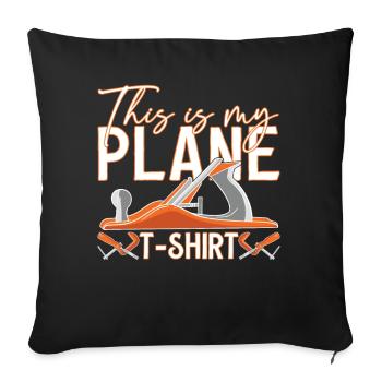 Drôle de travail du bois disant que c’est un avion - Housse de coussin décorative 45 x 45 cm - noir - Devant