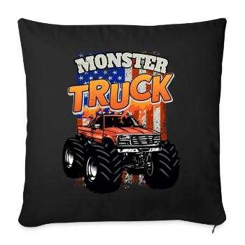 Monstertruck Auto Crush Ich Liebe Monster Truck - Sofakissenbezug 45 x 45 cm - Schwarz - Vorne