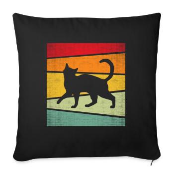 Chat Rétro - Housse de coussin décorative 45 x 45 cm - noir - Devant