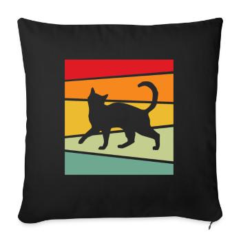 Chat Rétro - Housse de coussin décorative 45 x 45 cm - noir - Devant
