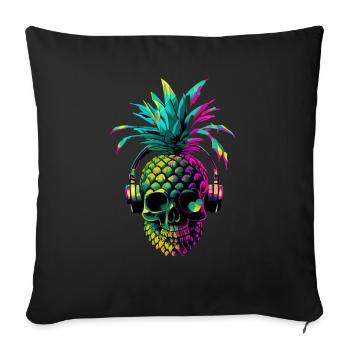 EDM Music Rave Festival Pineapple Techno - Sofa pillowcase 17,3'' x 17,3'' (45 x 45 cm) - black - Front