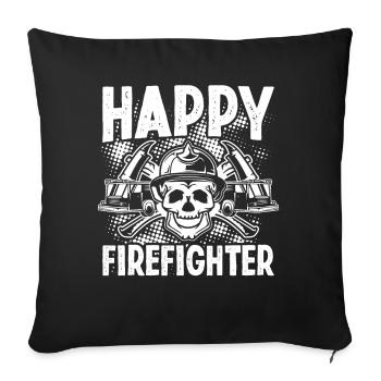 Firefighter Happy Firefighter Fire Brigade - Sofa pillowcase 17,3'' x 17,3'' (45 x 45 cm) - black - Front