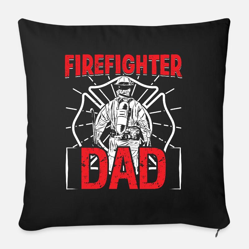 Feuerwehrmann Firefighter Dad Feuerwehr Brigade - Sofakissenbezug 45 x 45 cm - Schwarz