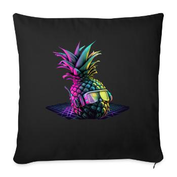 EDM Music Rave Festival Pineapple Techno - Sofa pillowcase 17,3'' x 17,3'' (45 x 45 cm) - black - Front