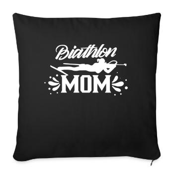 Biathlon Mama Biathlons Biathlète Biathlète Sport - Housse de coussin décorative 45 x 45 cm - noir - Devant