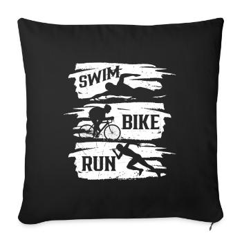 Natation Vélo Course Triathlète Triathlète Triathlon Triathlète - Housse de coussin décorative 45 x 45 cm - noir - Devant