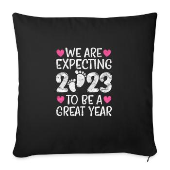 Grossesse - Housse de coussin décorative 45 x 45 cm - noir - Devant