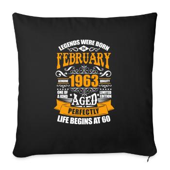 Février 1963 60e anniversaire 60 ans Cadeau - Housse de coussin décorative 45 x 45 cm - noir - Devant