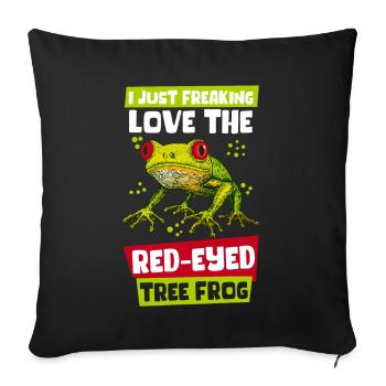 Grenouille Grenouilles Grenouilles aux yeux rouges Rainette Cadeau - Housse de coussin décorative 45 x 45 cm - noir - Devant