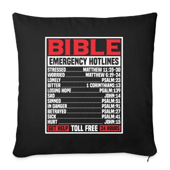 Bible Verse Emergency Numbers Christian Hotline Ps - Sofakissenbezug 45 x 45 cm - Schwarz - Vorne