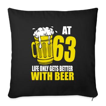 Men Beer Birthday Funny 63 Year Old Beer Lover - Sofa pillowcase 17,3'' x 17,3'' (45 x 45 cm) - black - Front