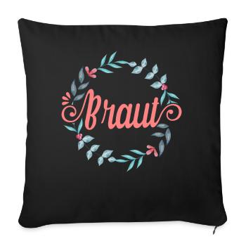 JGA T-Shirt Braut Outfit Junggesellinnenabschied - Sofakissenbezug 45 x 45 cm - Schwarz - Vorne